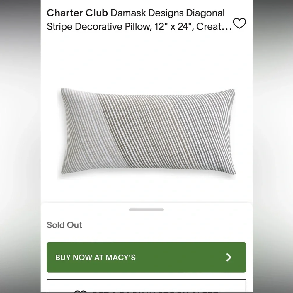 Charter Club Diagonal Stripe Decorative Pillow, 12